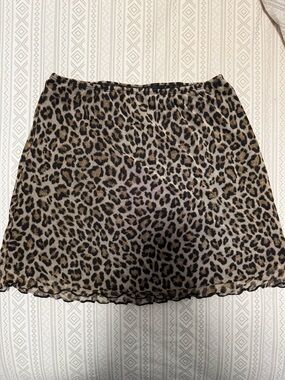 See You Monday Leopard Print A-Line Mini Skirt - Black & Brown